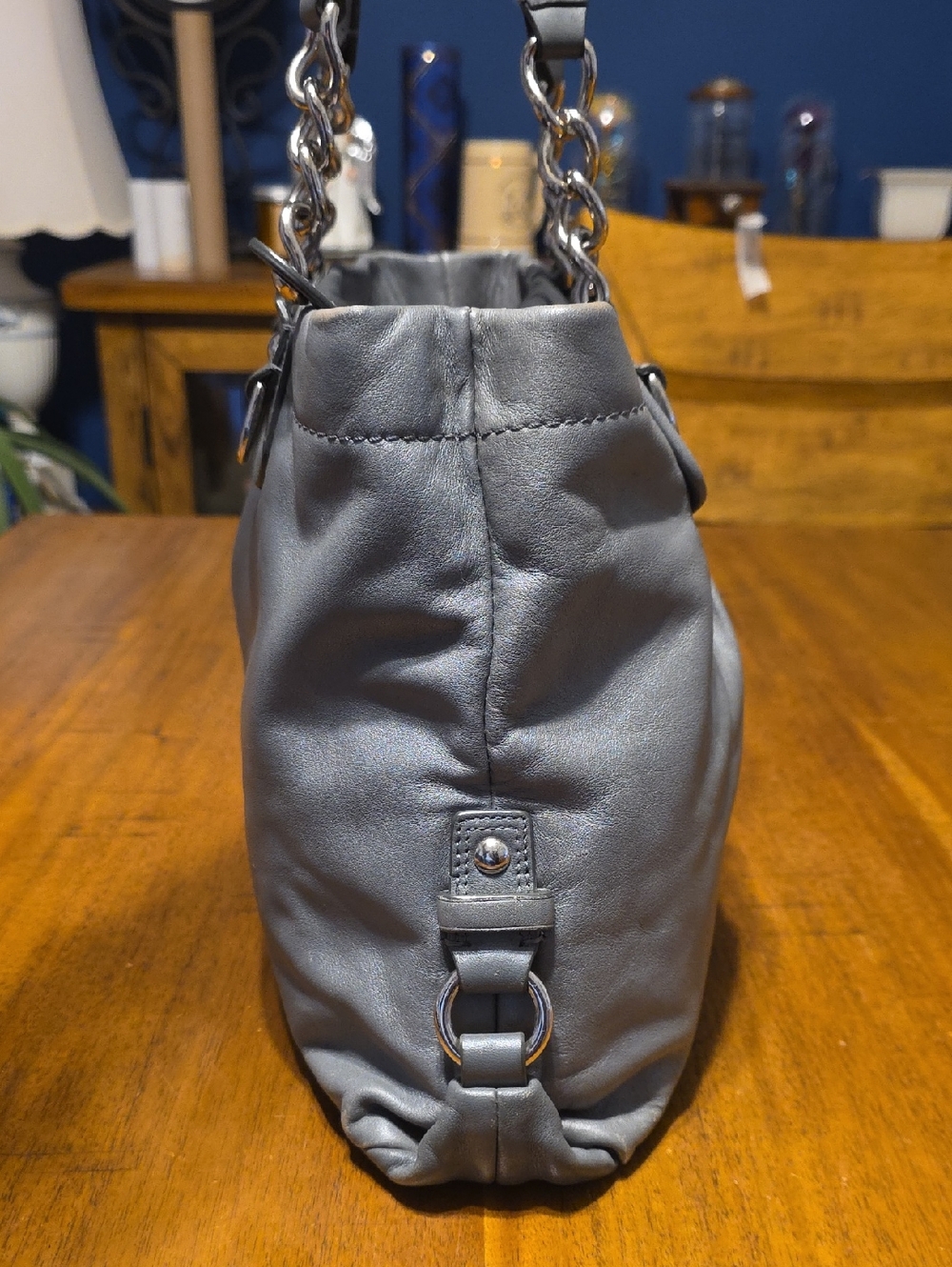 Coach Ashley ruched grey leather satchel handbag, model number F17571 - Picture 4 of 16